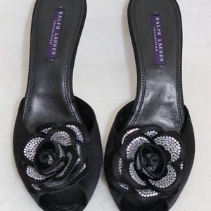 Ralph Lauren Purple Label Flower Slides size 9 1/2